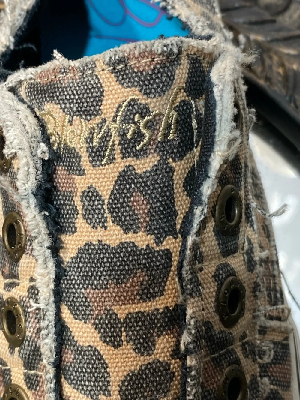 Blowfish Tan and Black Leopard Canvas Slip-On